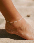 Pineapple Island Giada Cinta Pearl Beaded Surf Anklet - Pink/White/Gold
