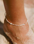 Pineapple Island Giada Cinta Pearl Beaded Surf Anklet - Pink/White/Gold