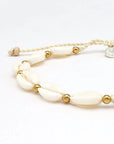 Pineapple Island Giada Gerupuk Shell Surf Anklet - Cream/Gold