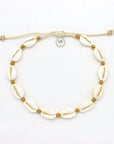 Pineapple Island Giada Gerupuk Shell Surf Anklet - Cream/Gold