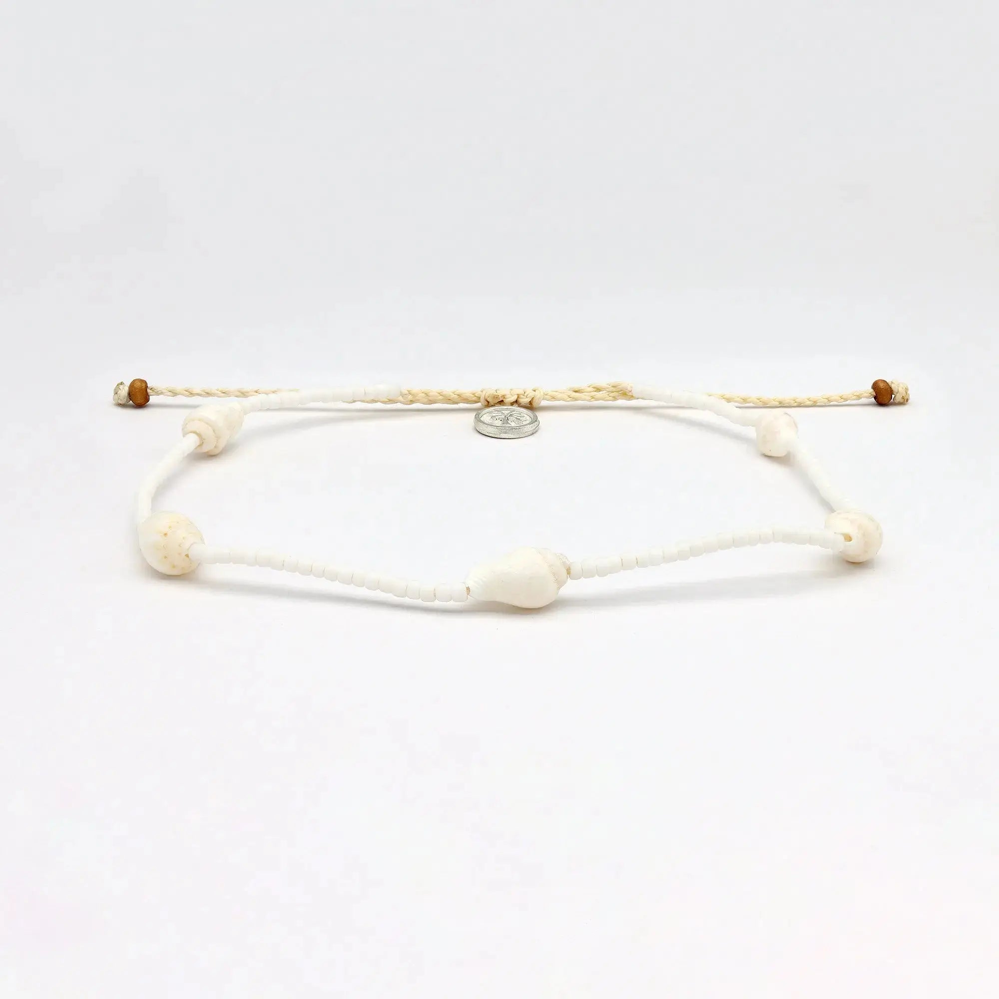 Pineapple Island Giada Rahayu Shell Beaded Surf Anklet - White