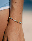 Pineapple Island Giada Cinta Pearl Beaded Surf Bracelet - Blue/Green/Gold
