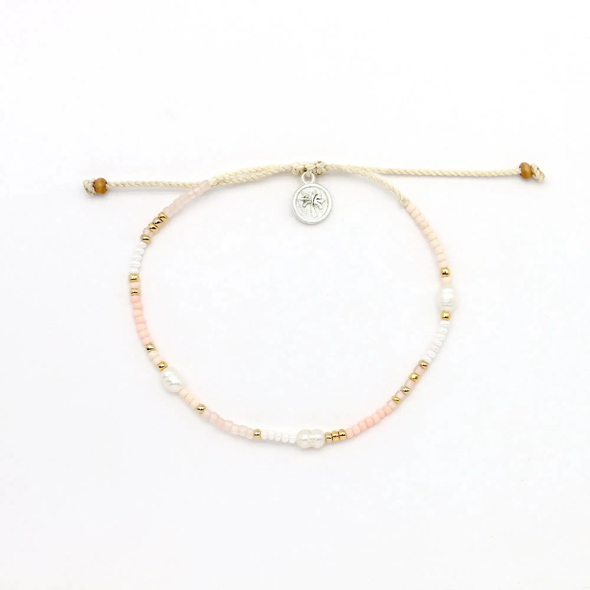 Pineapple Island Giada Cinta Pearl Beaded Surf Bracelet - Pink/White/Gold