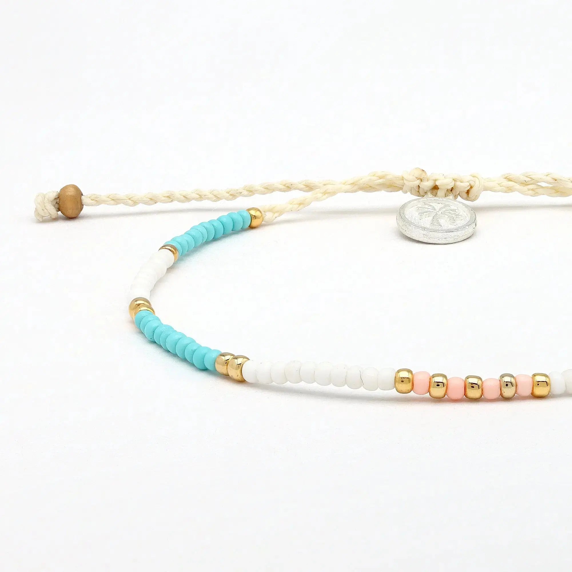 Pineapple Island Giada Gembira Beaded Bracelet - Turquoise/White/Gold