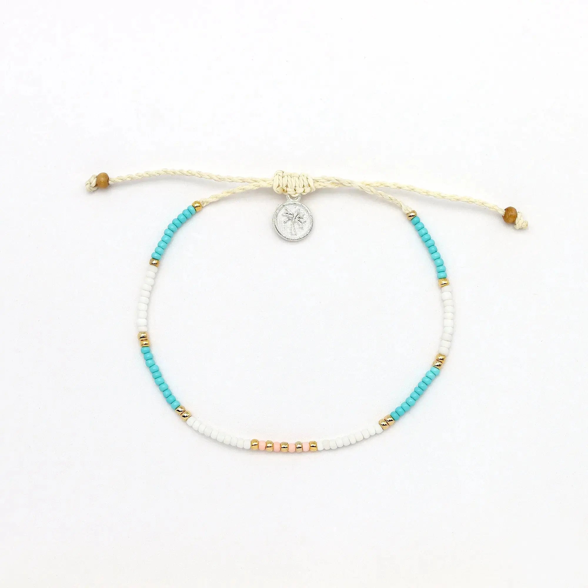 Pineapple Island Giada Gembira Beaded Bracelet - Turquoise/White/Gold