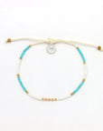 Pineapple Island Giada Gembira Beaded Bracelet - Turquoise/White/Gold