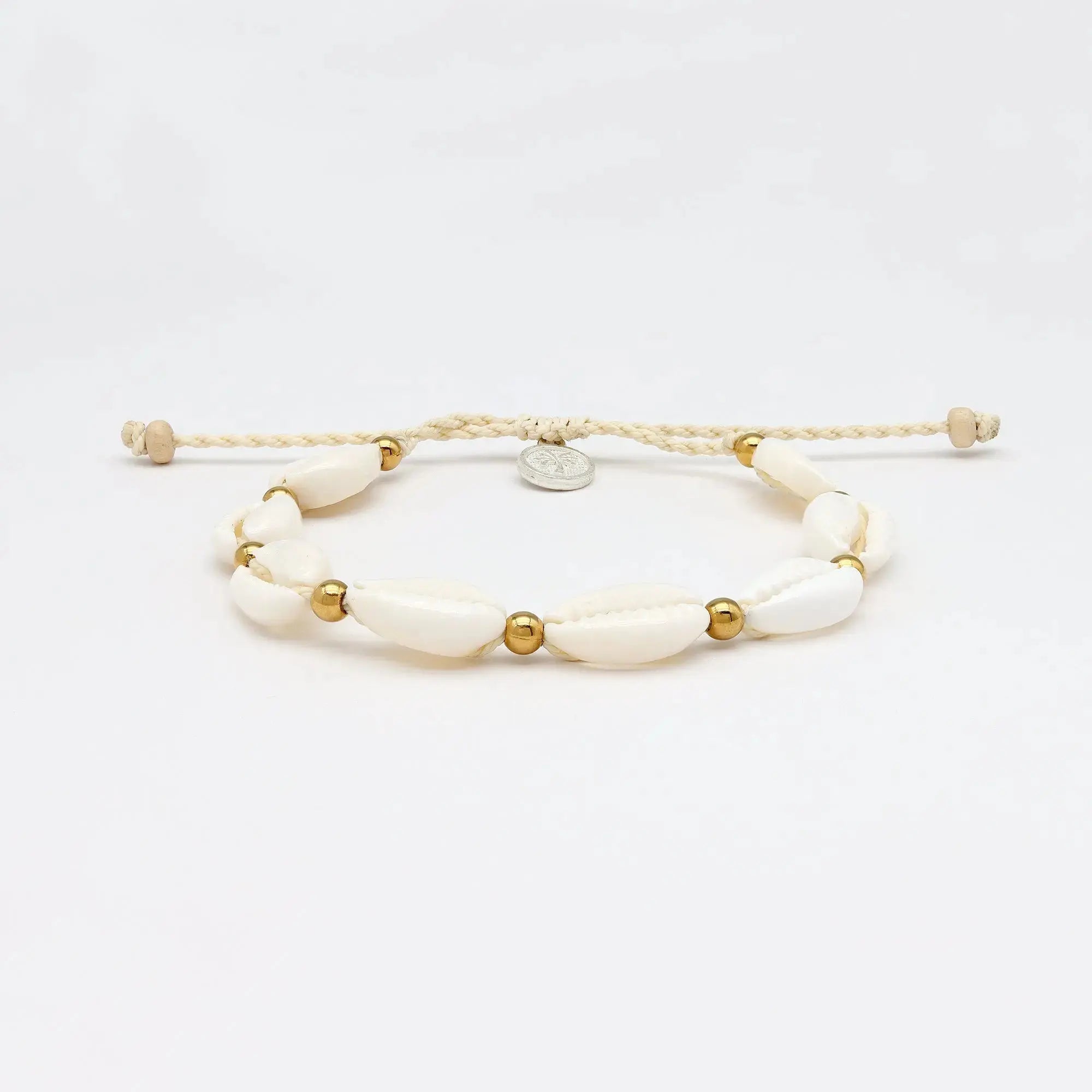 Pineapple Island Giada Gerupuk Shell Surf Bracelet - Cream/Gold