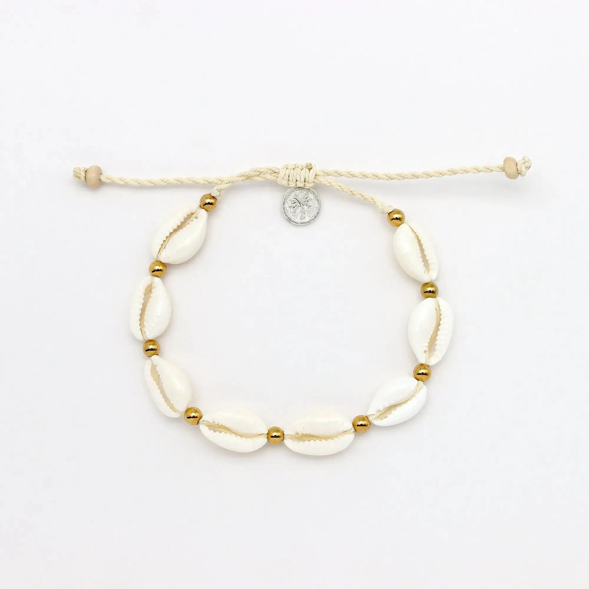 Pineapple Island Giada Gerupuk Shell Surf Bracelet - Cream/Gold