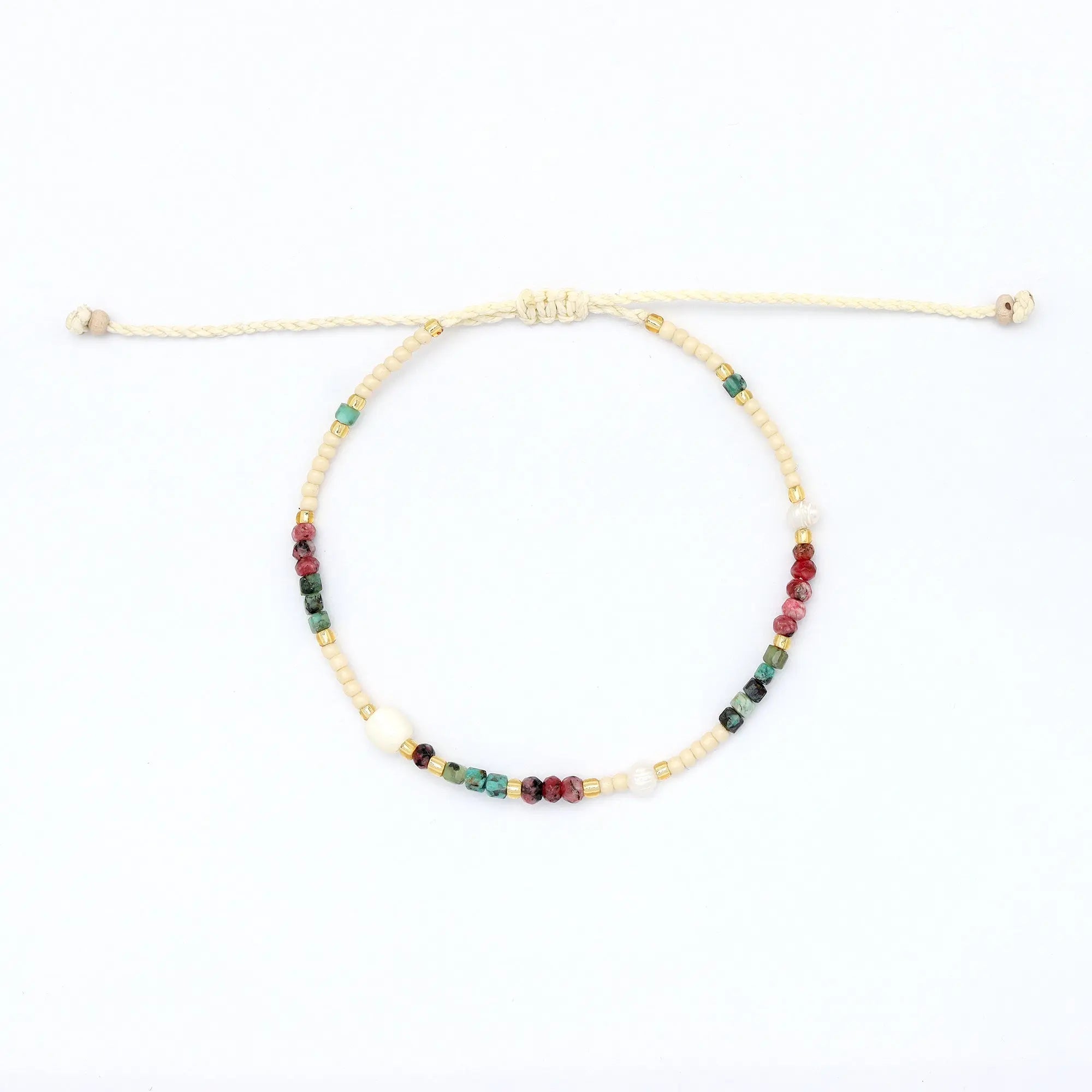 Pineapple Island Giada Lestari Beaded Bracelet - Cream/Purple
