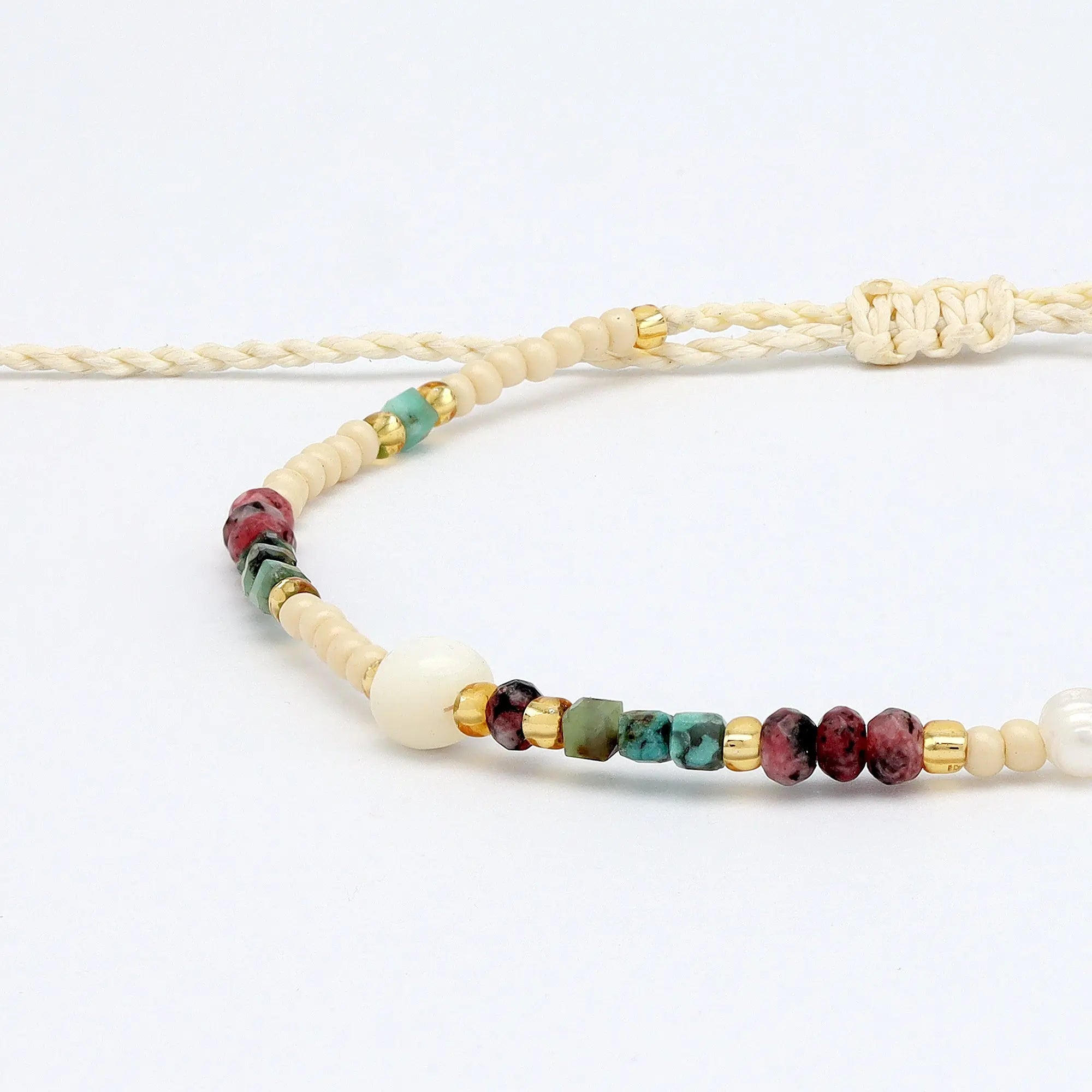 Pineapple Island Giada Lestari Beaded Bracelet - Cream/Purple