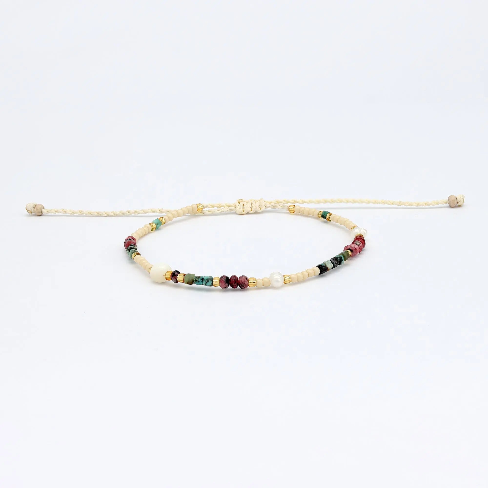 Pineapple Island Giada Lestari Beaded Bracelet - Cream/Purple