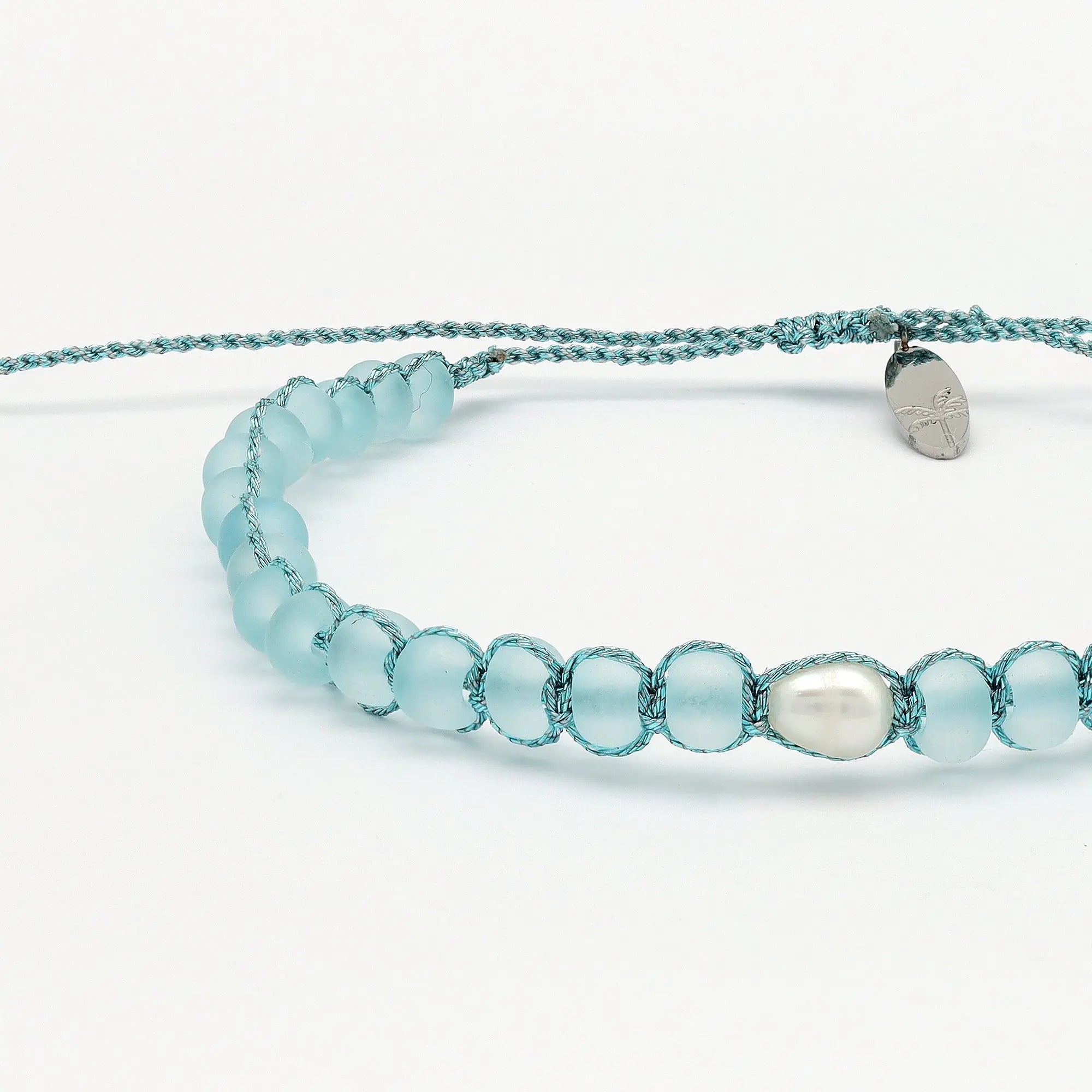Pineapple Island Oluolu Glitter Cord Beaded Bracelet - Light Blue
