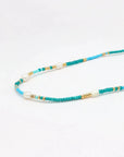 Pineapple Island Giada Cinta Pearl Beaded Surf Necklace - Blue/Green/Gold