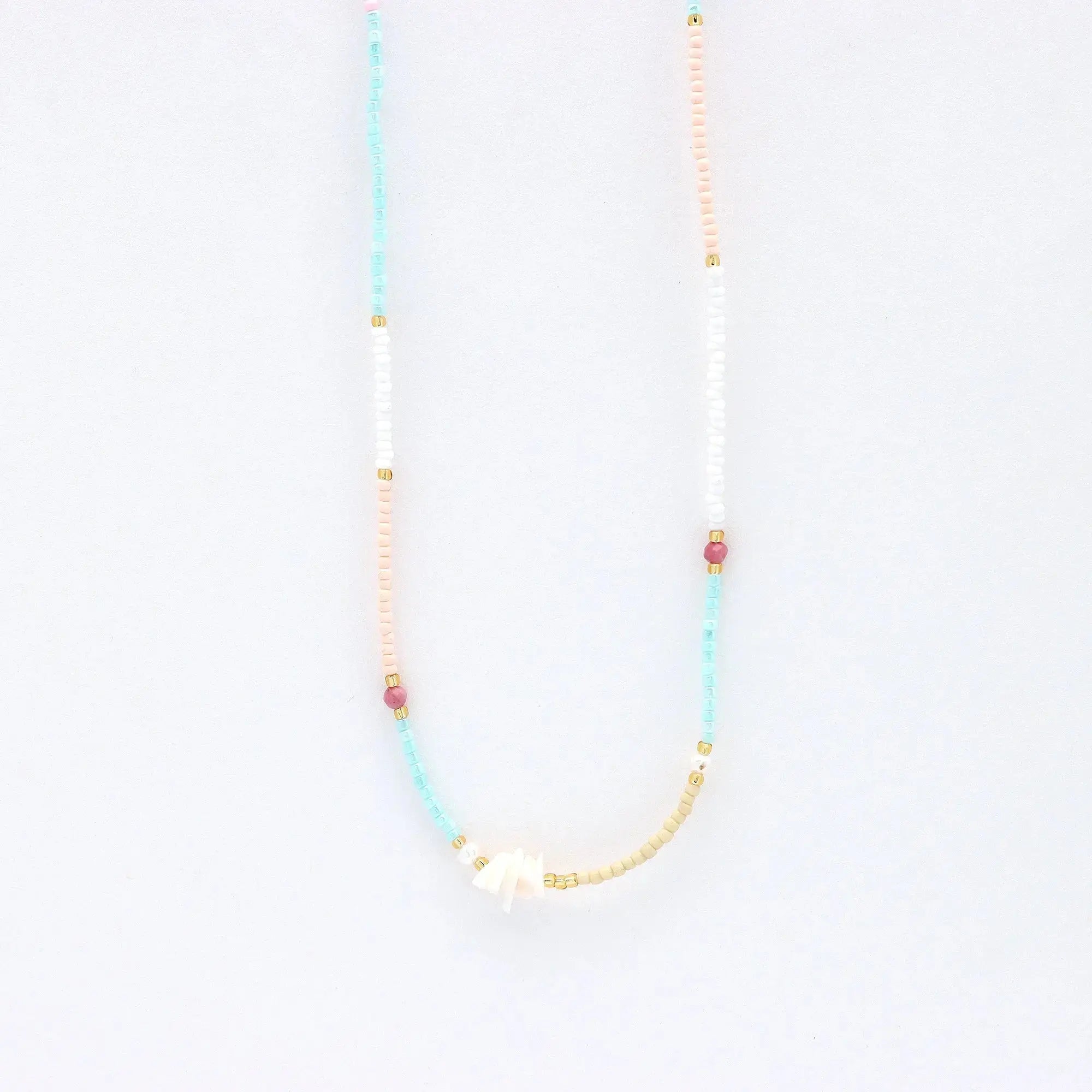 Pineapple Island Giada Sejiwa Beaded Necklace - Pastel Blue/Pink