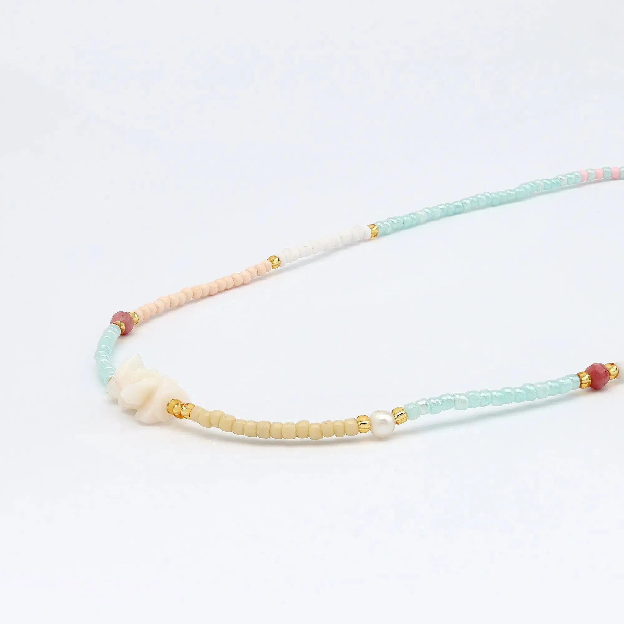 Pineapple Island Giada Sejiwa Beaded Necklace - Pastel Blue/Pink