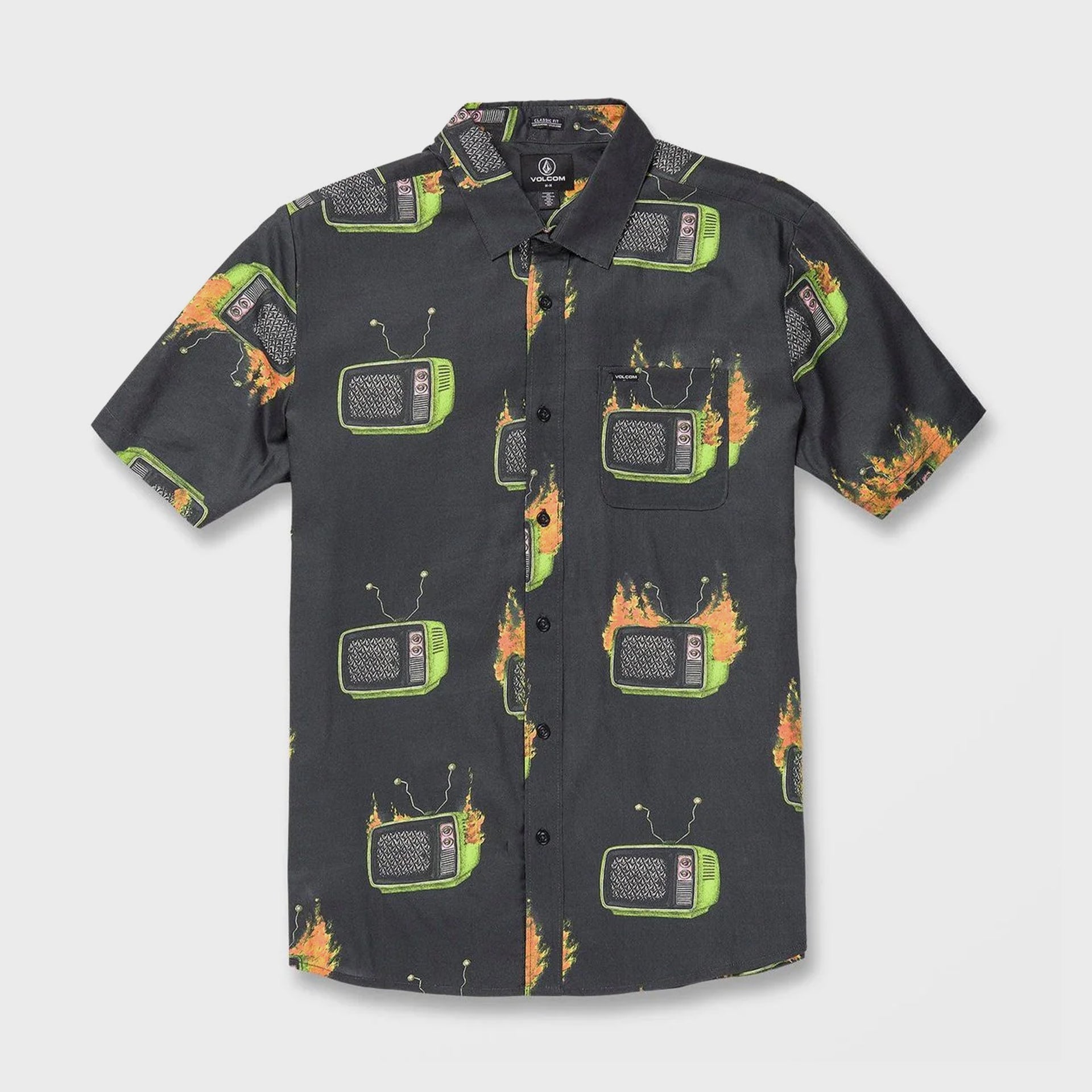 Justin Hager Woven Shirt - Mens Short Sleeve Shirt - Black - ManGo Surfing