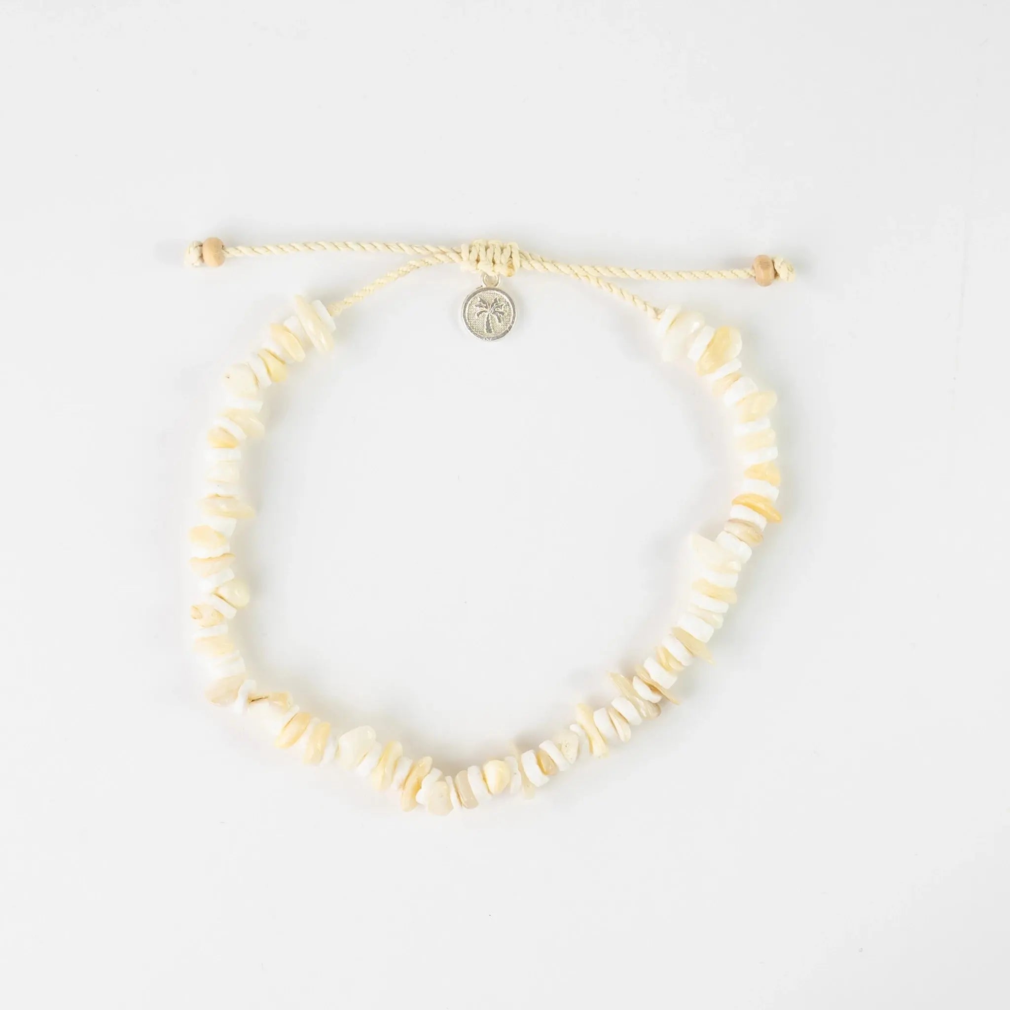 Pineapple Island Canggu Puka Shell Surfer Anklet - Cream