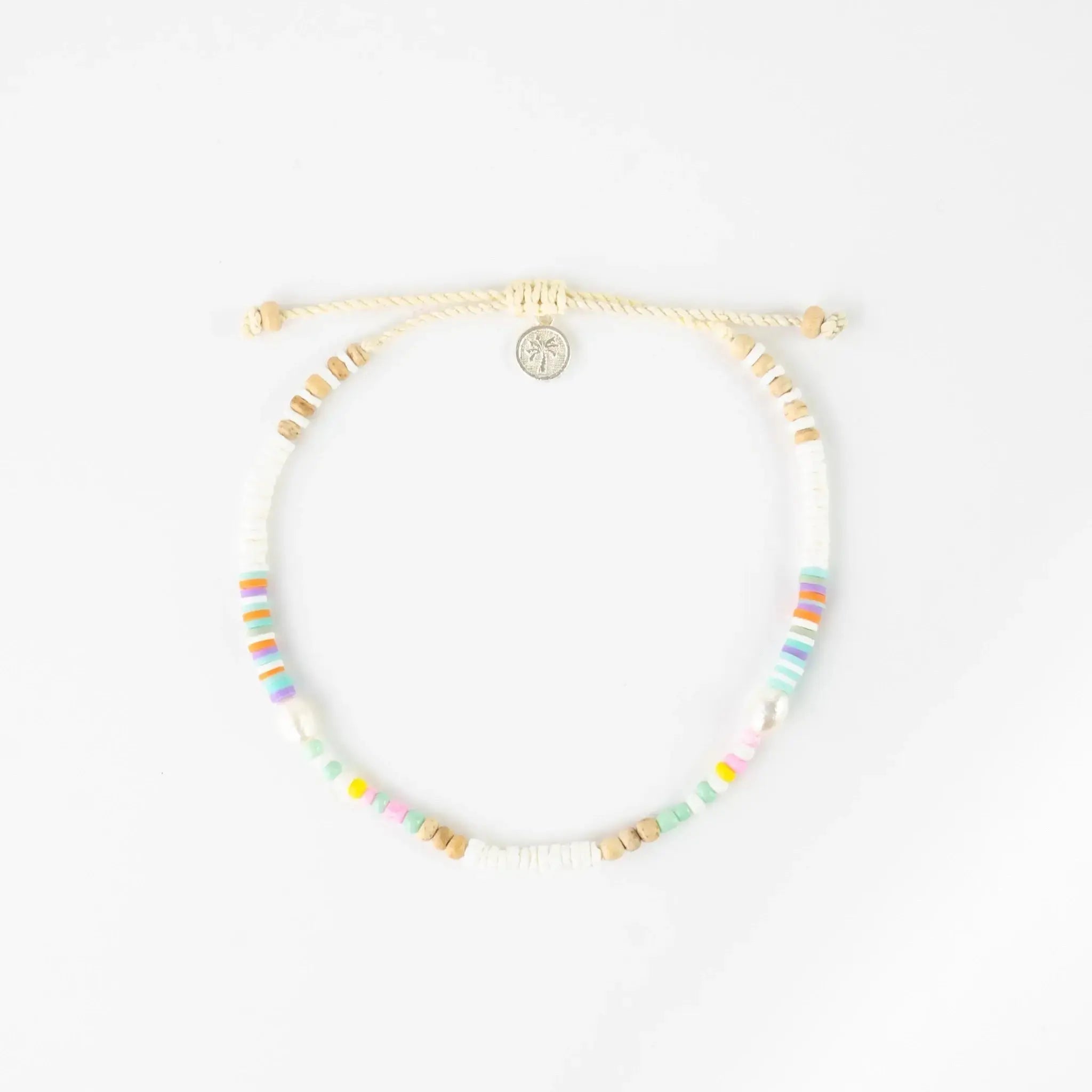 Pineapple Island Mentawai Islands Surfer Pearl Beaded Anklet - White/Multi