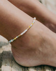 Pineapple Island Mentawai Islands Surfer Pearl Beaded Anklet - White/Multi