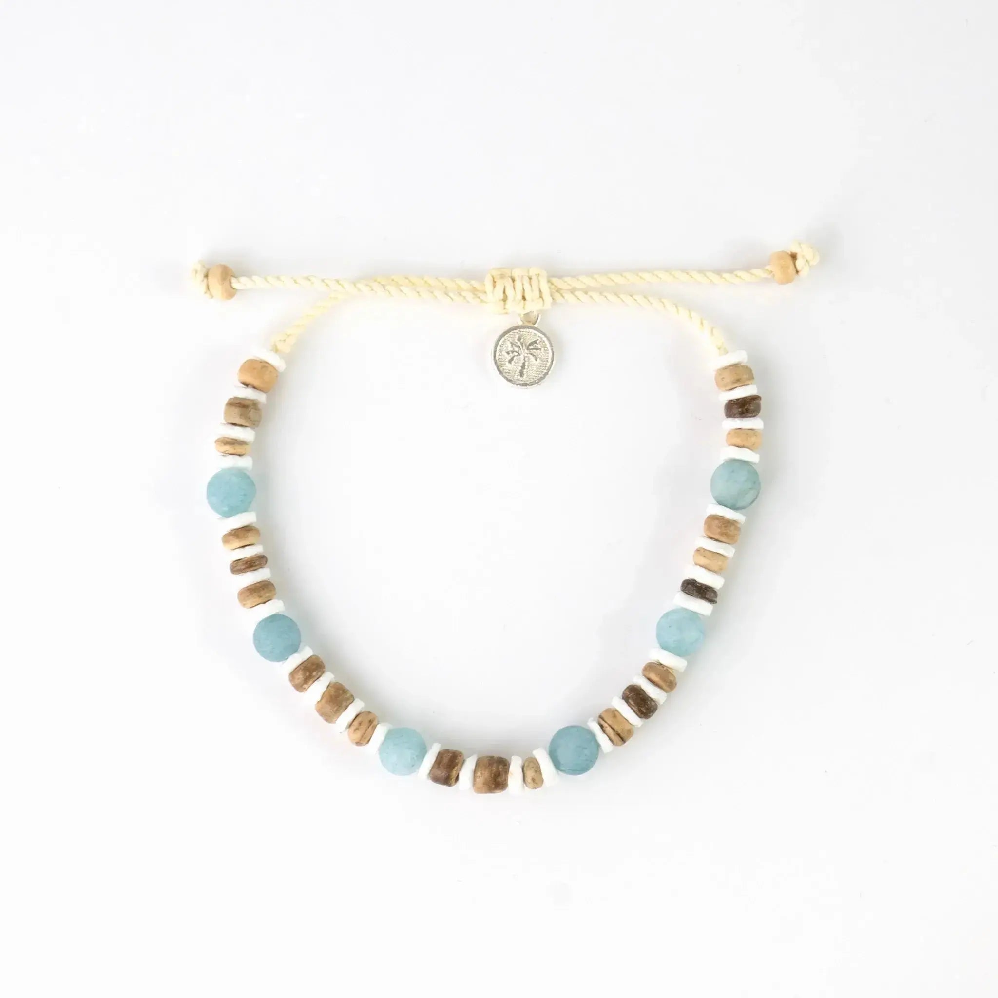 Pineapple Island Manta Point Stone &amp; Shell Bracelet - Brown/White/Blue