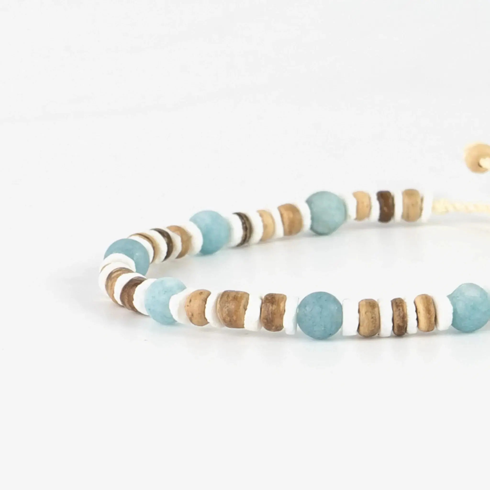 Pineapple Island Manta Point Stone &amp; Shell Bracelet - Brown/White/Blue