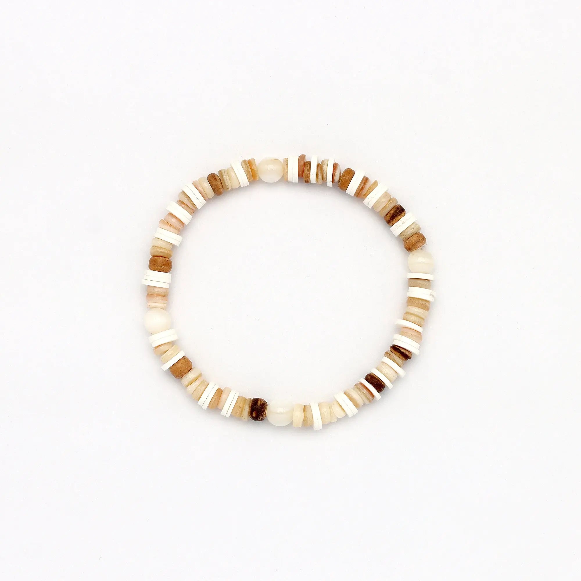 Pineapple Island Whitecaps Elasticated Shell Bracelet - White/Natural
