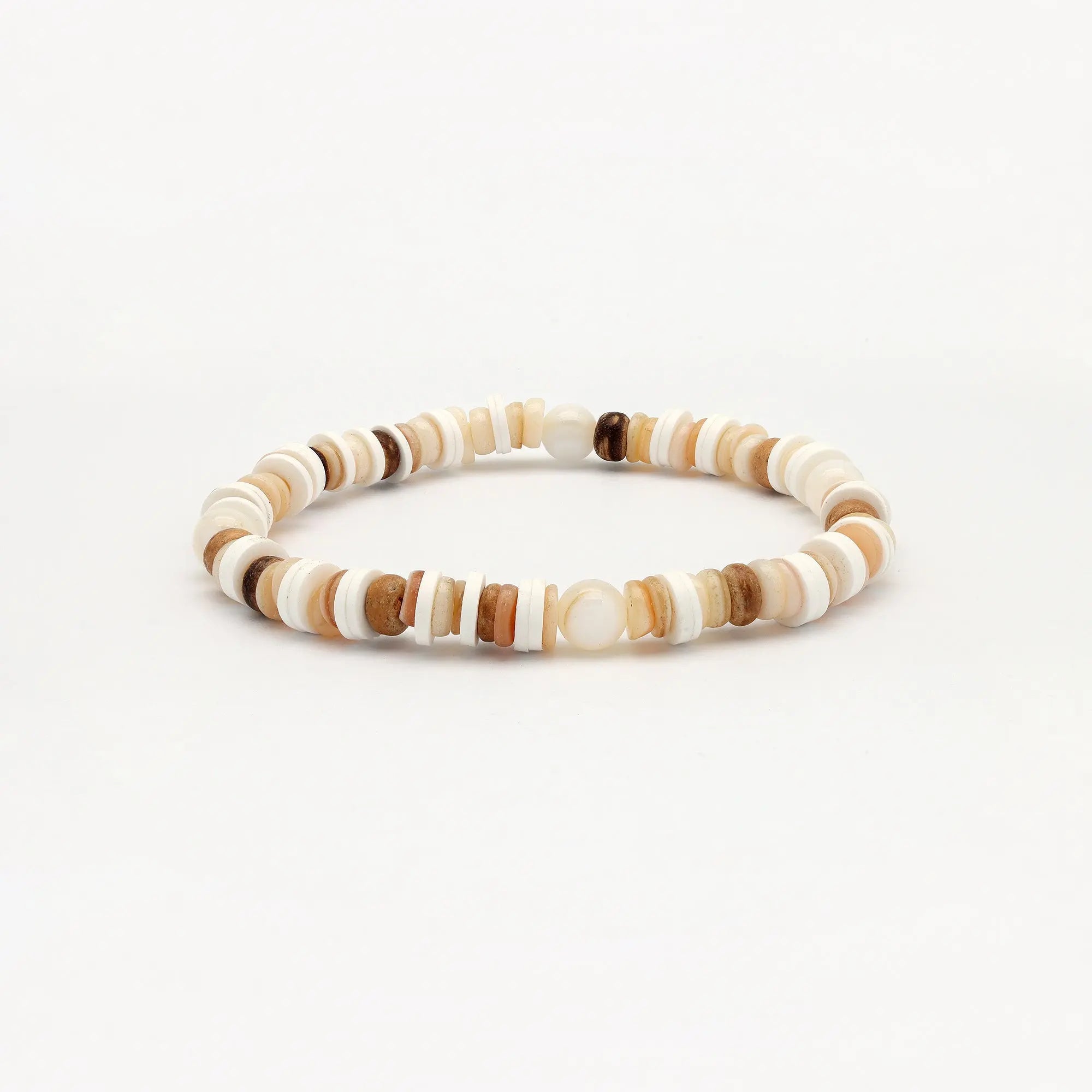 Pineapple Island Whitecaps Elasticated Shell Bracelet - White/Natural