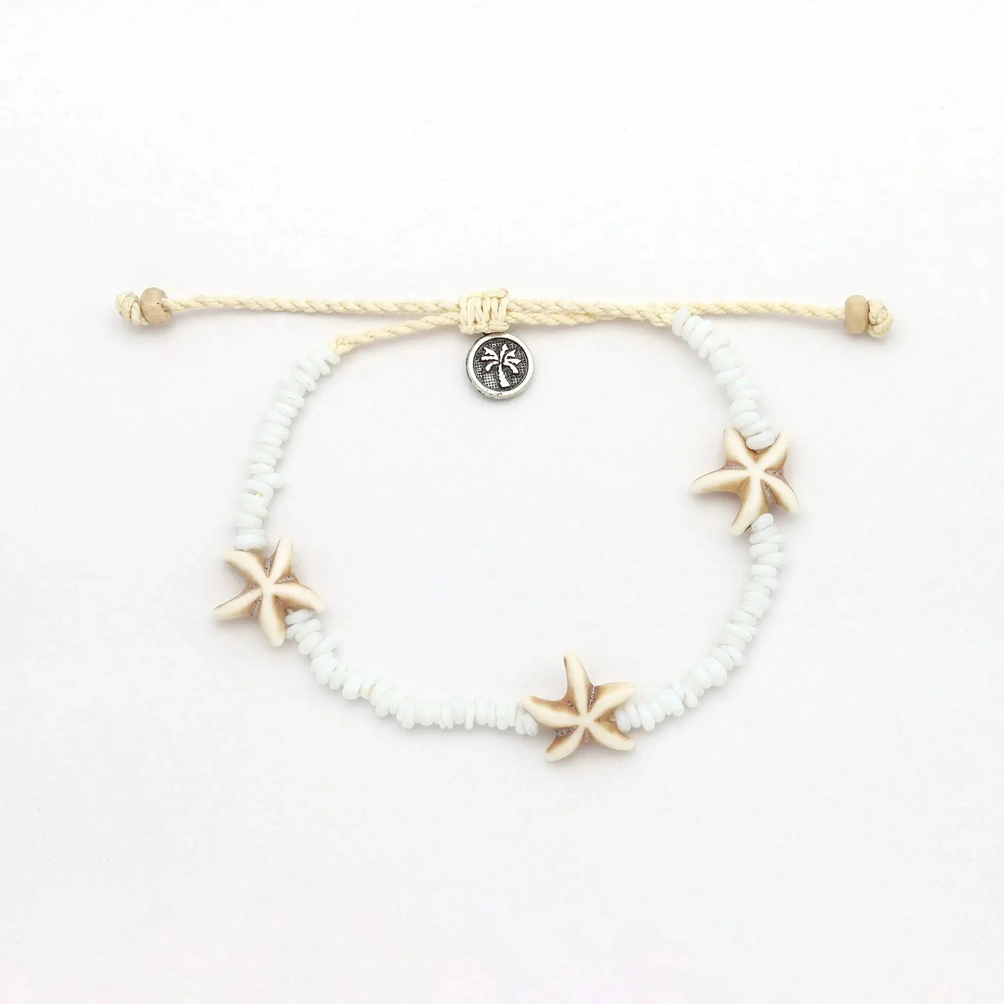 Pineapple Island Tidepool Starfish Beaded Anklet - White
