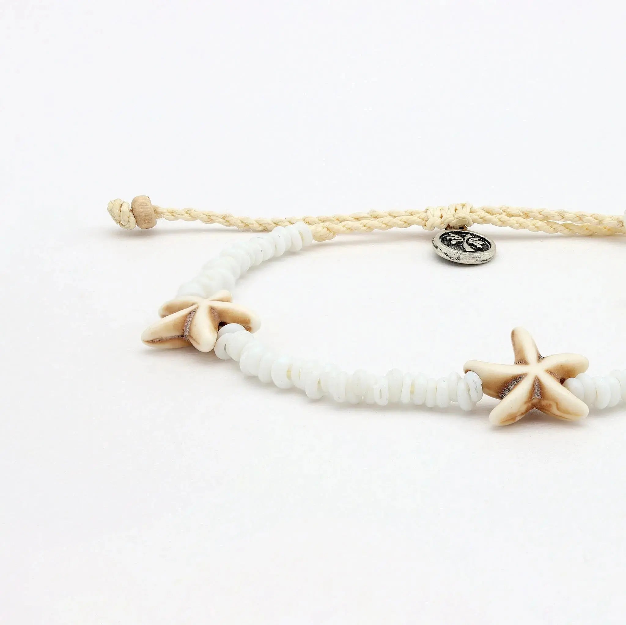 Pineapple Island Tidepool Starfish Beaded Anklet - White