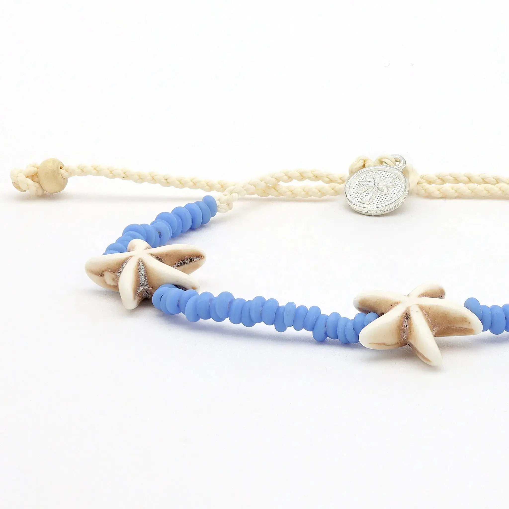 Pineapple Island Tidepool Starfish Beaded Anklet - Blue