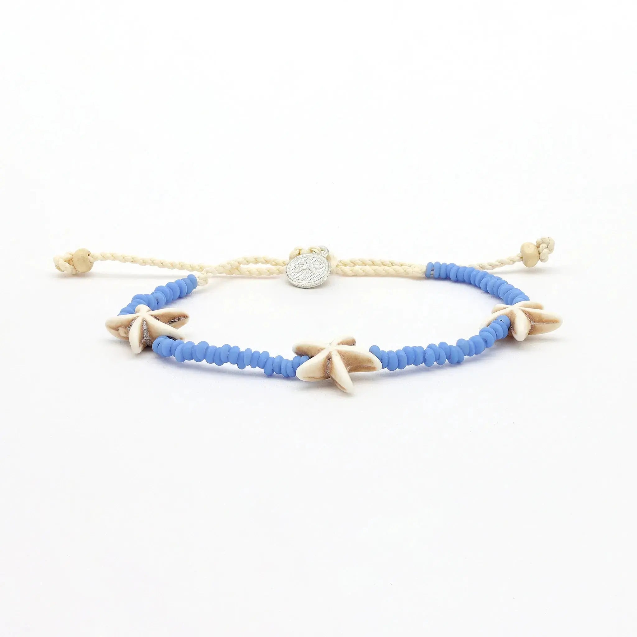 Pineapple Island Tidepool Starfish Beaded Anklet - Blue