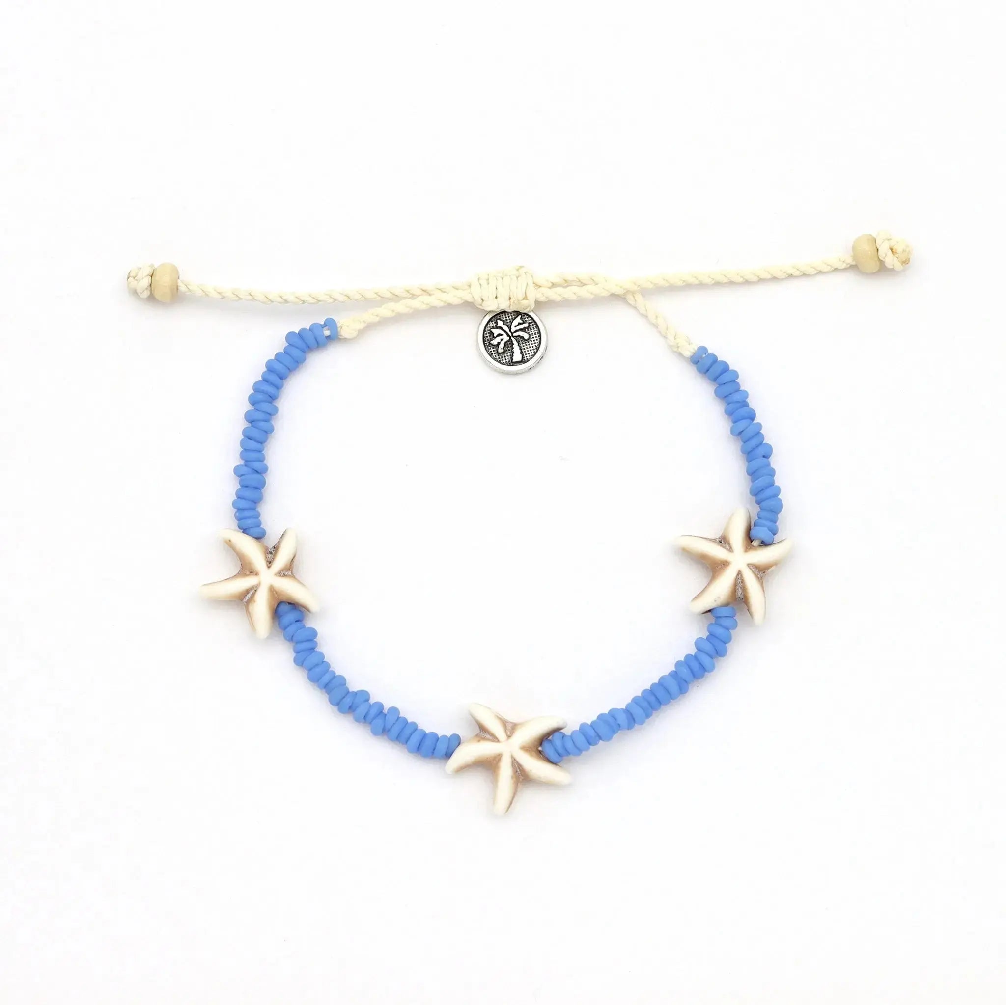 Pineapple Island Tidepool Starfish Beaded Anklet - Blue
