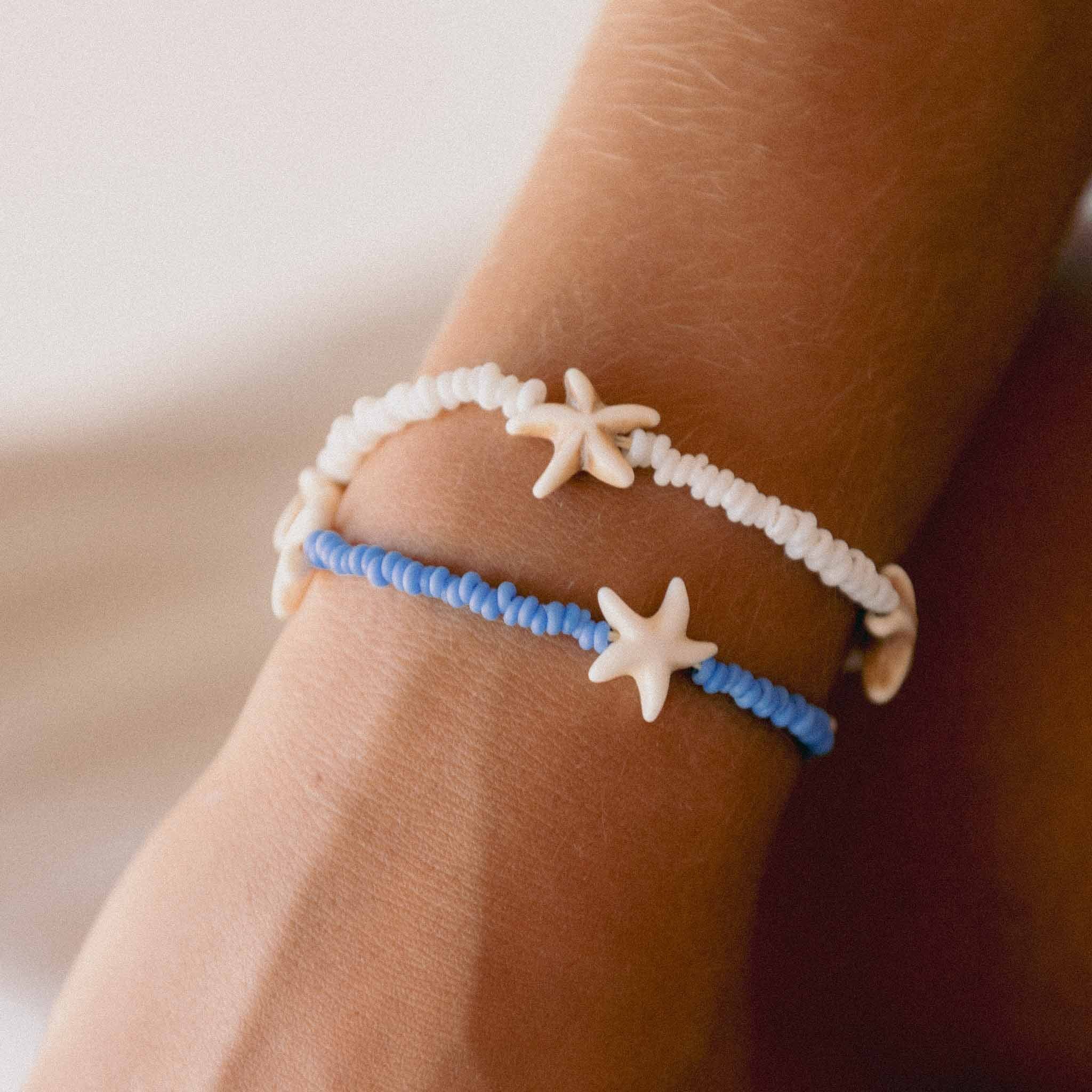 Pineapple Island Tidepool Starfish Beaded Bracelet - White
