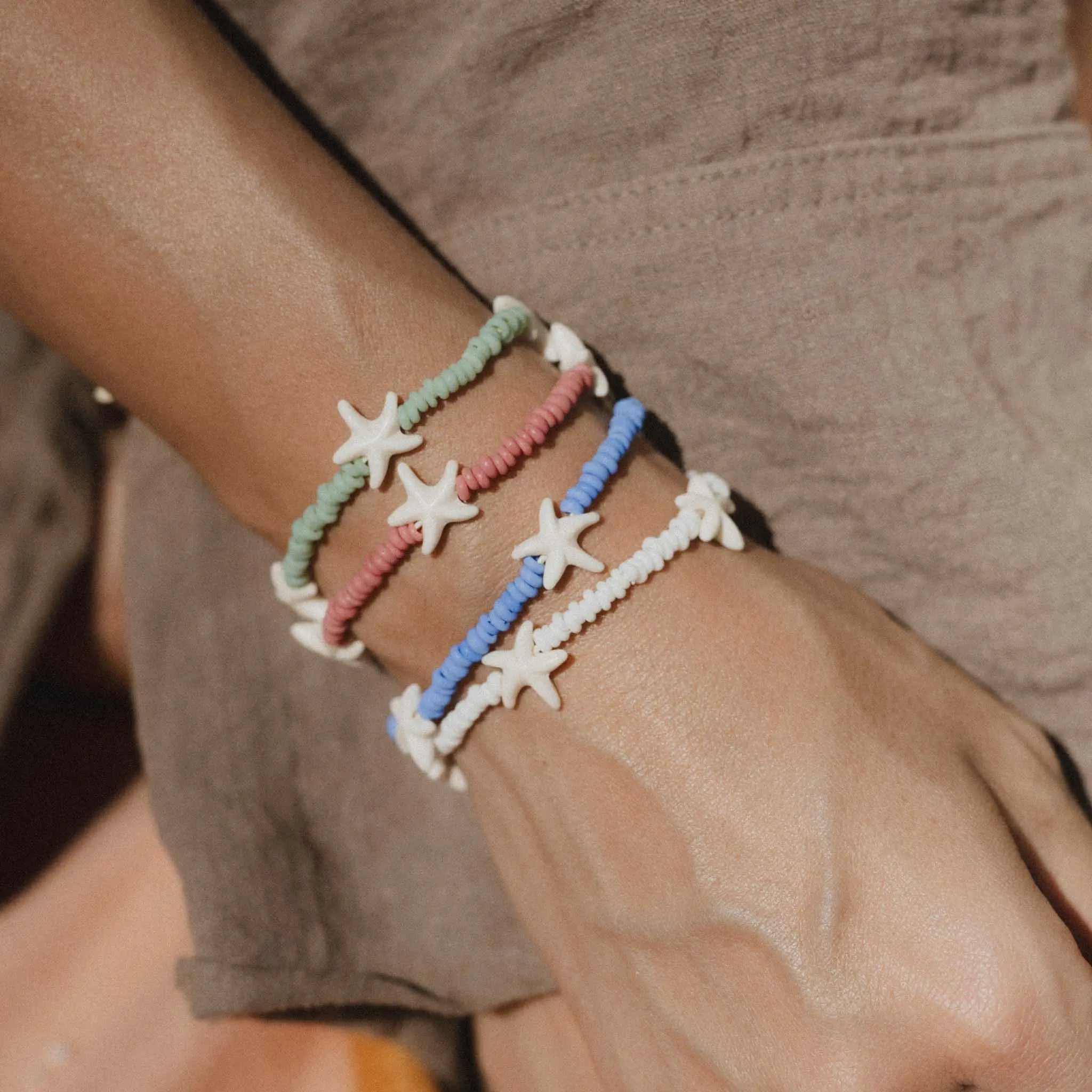Pineapple Island Tidepool Starfish Beaded Bracelet - White