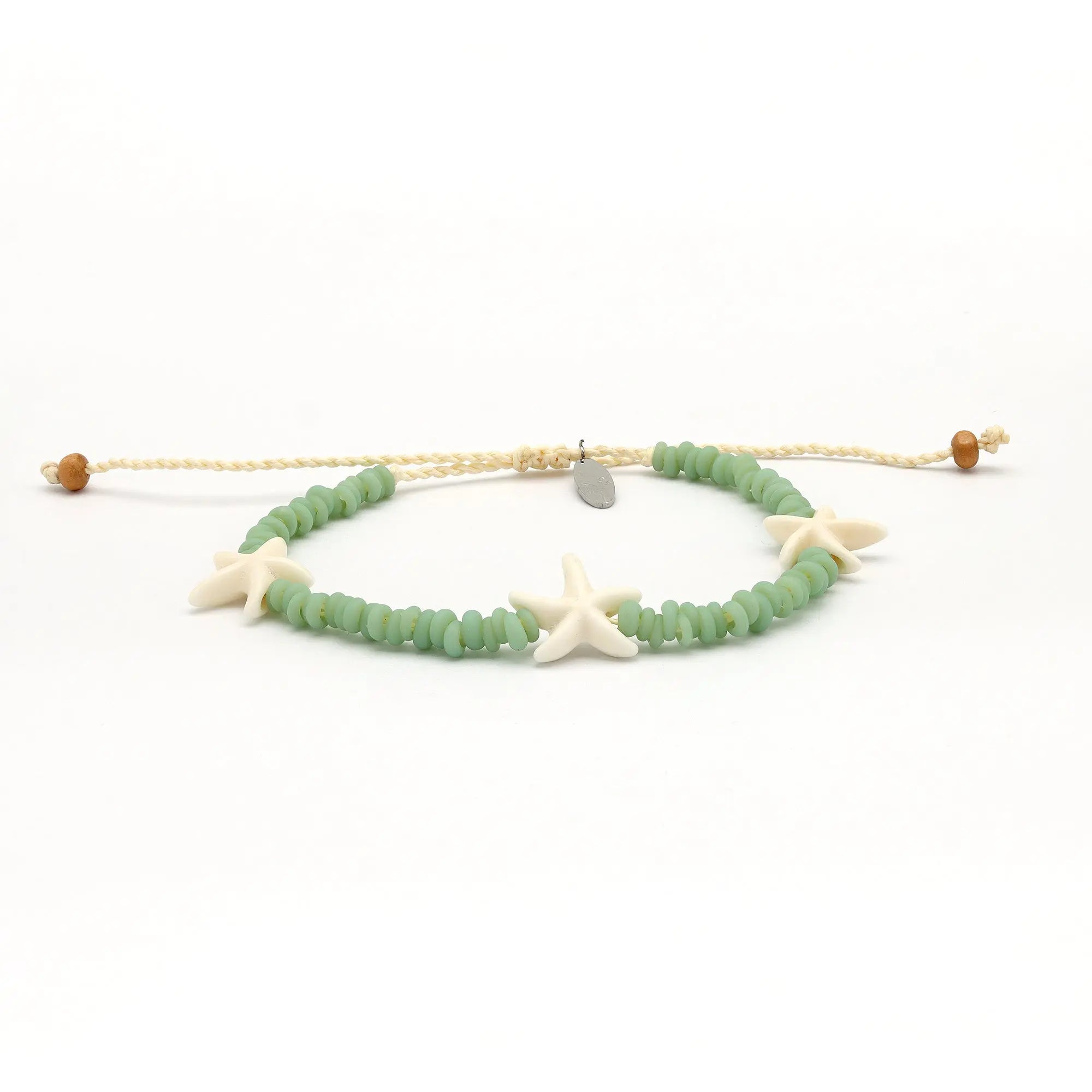 Pineapple Island Tidepool Starfish Beaded Bracelet - Sage Green