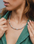 Pineapple Island Manta Point Stone & Shell Necklace - Brown/White/Blue