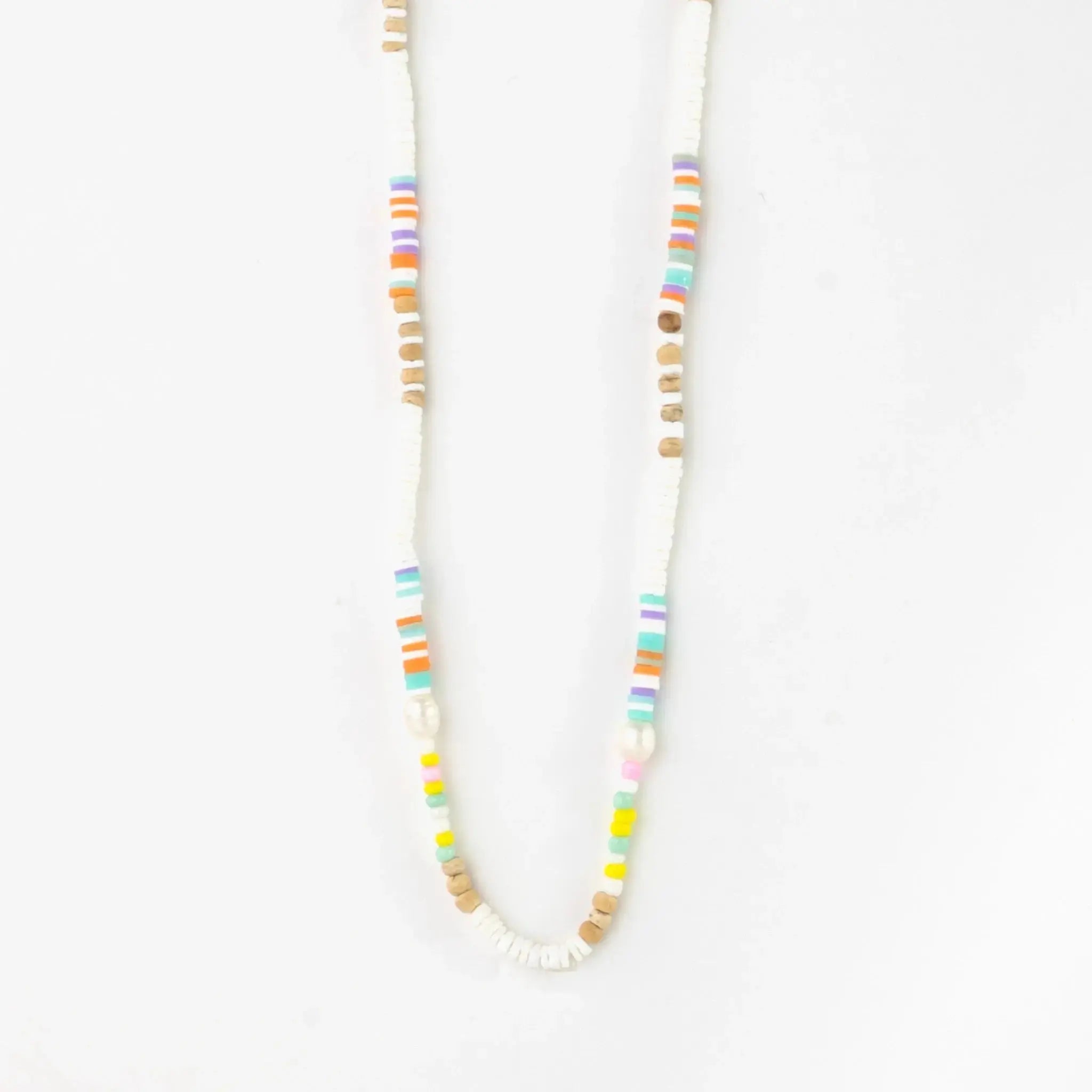 Pineapple Island Mentawai Islands Surfer Pearl Beaded Necklace - White/Multi