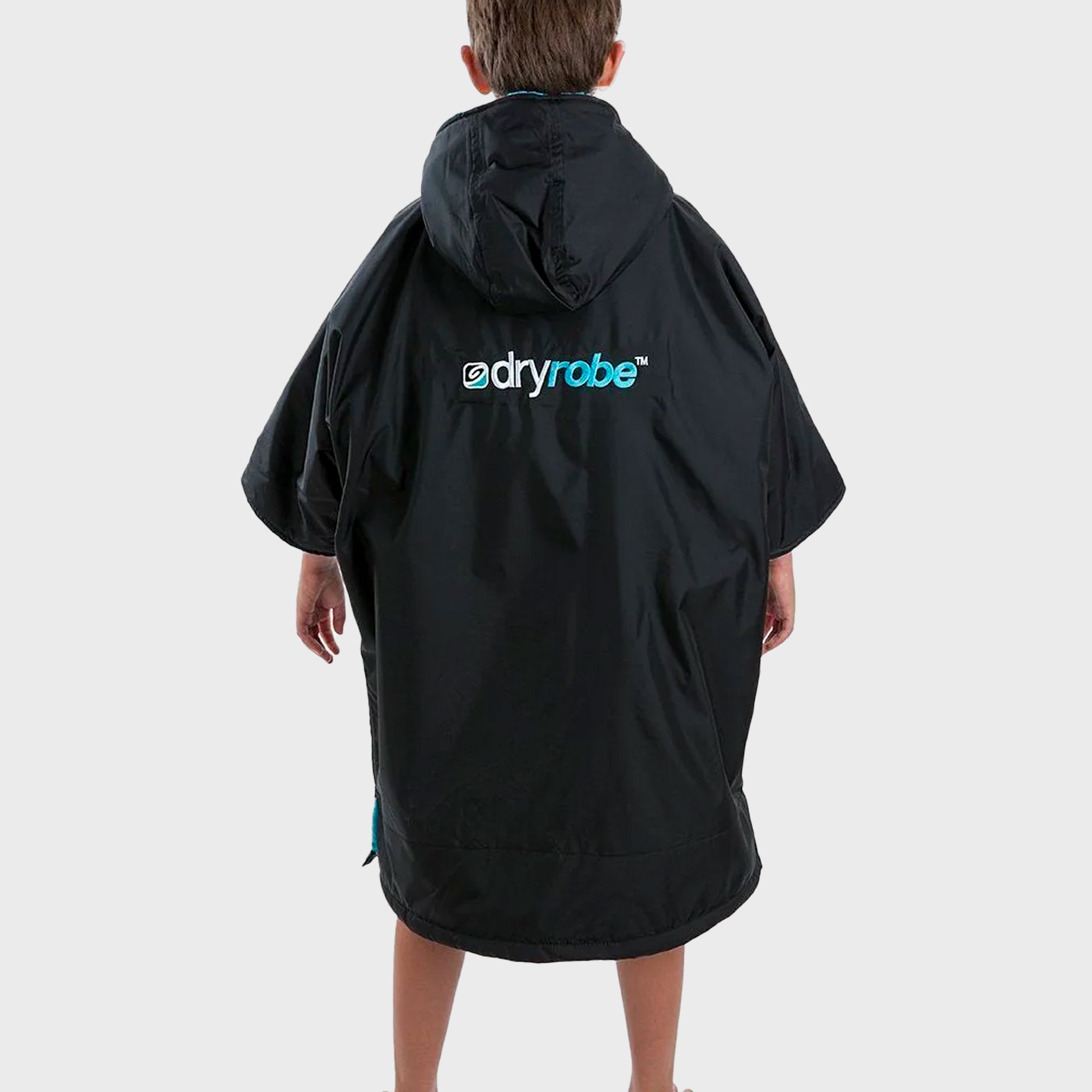 Dryrobe Advance Kids Short Sleeve Dryrobe (5-9 Yrs) - Black/Blue - ManGo Surfing
