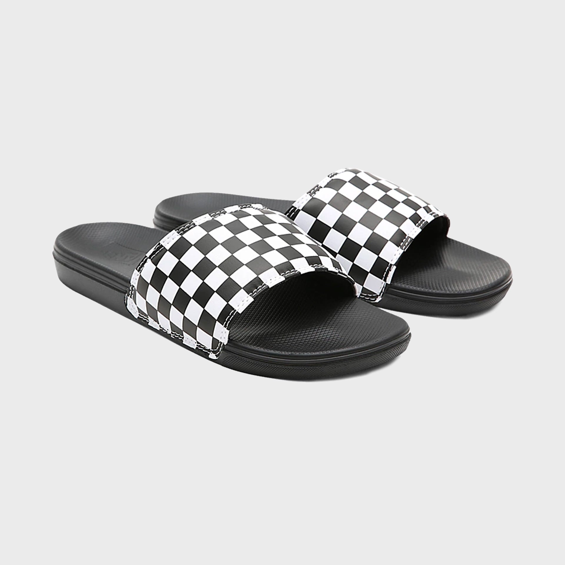 La Costa Checkerboard Slide On Sandals - Mens Sliders - True White/Black - ManGo Surfing