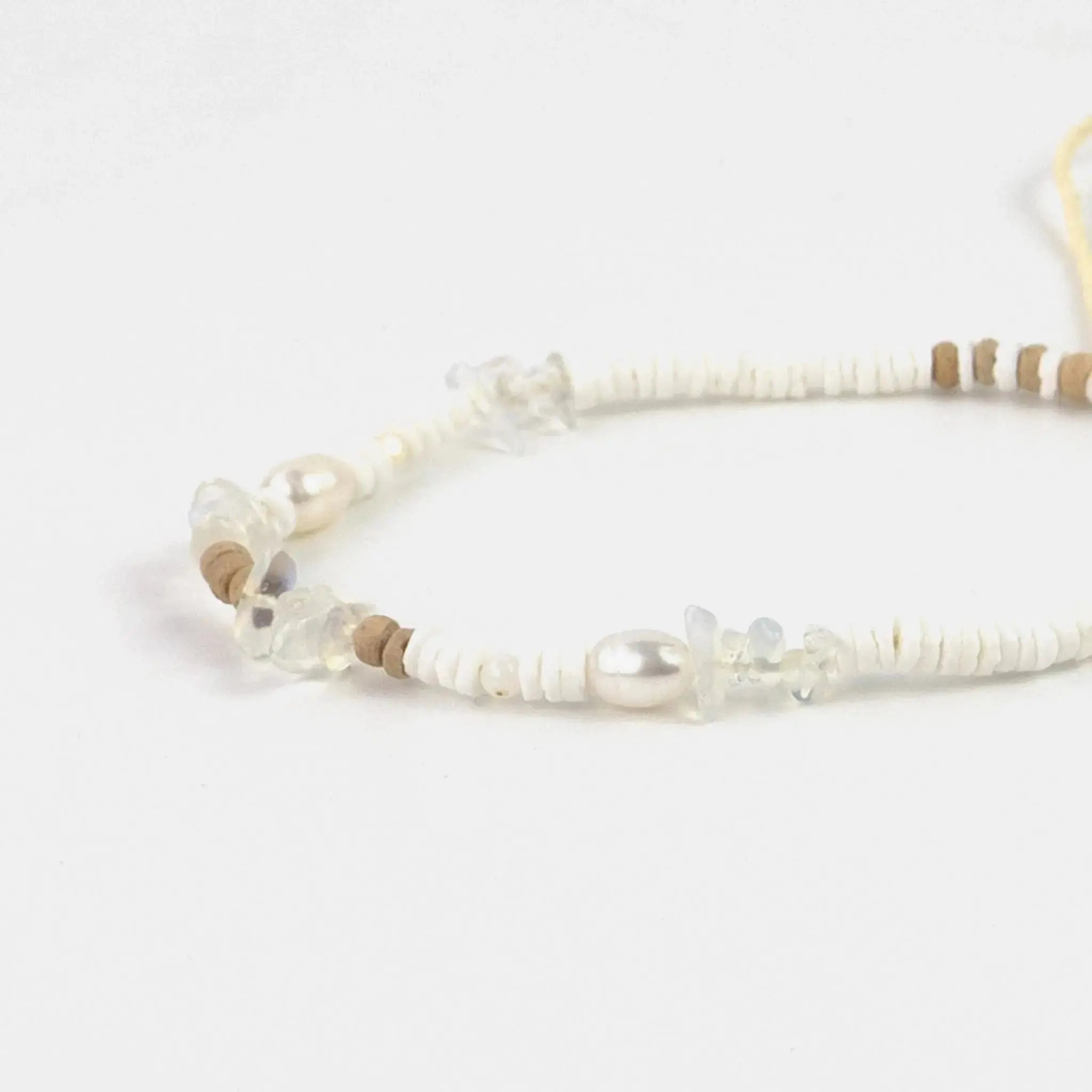Pineapple Island Love is Here Natural Stone, Pearl &amp; Shell Bracelet - White/Beige