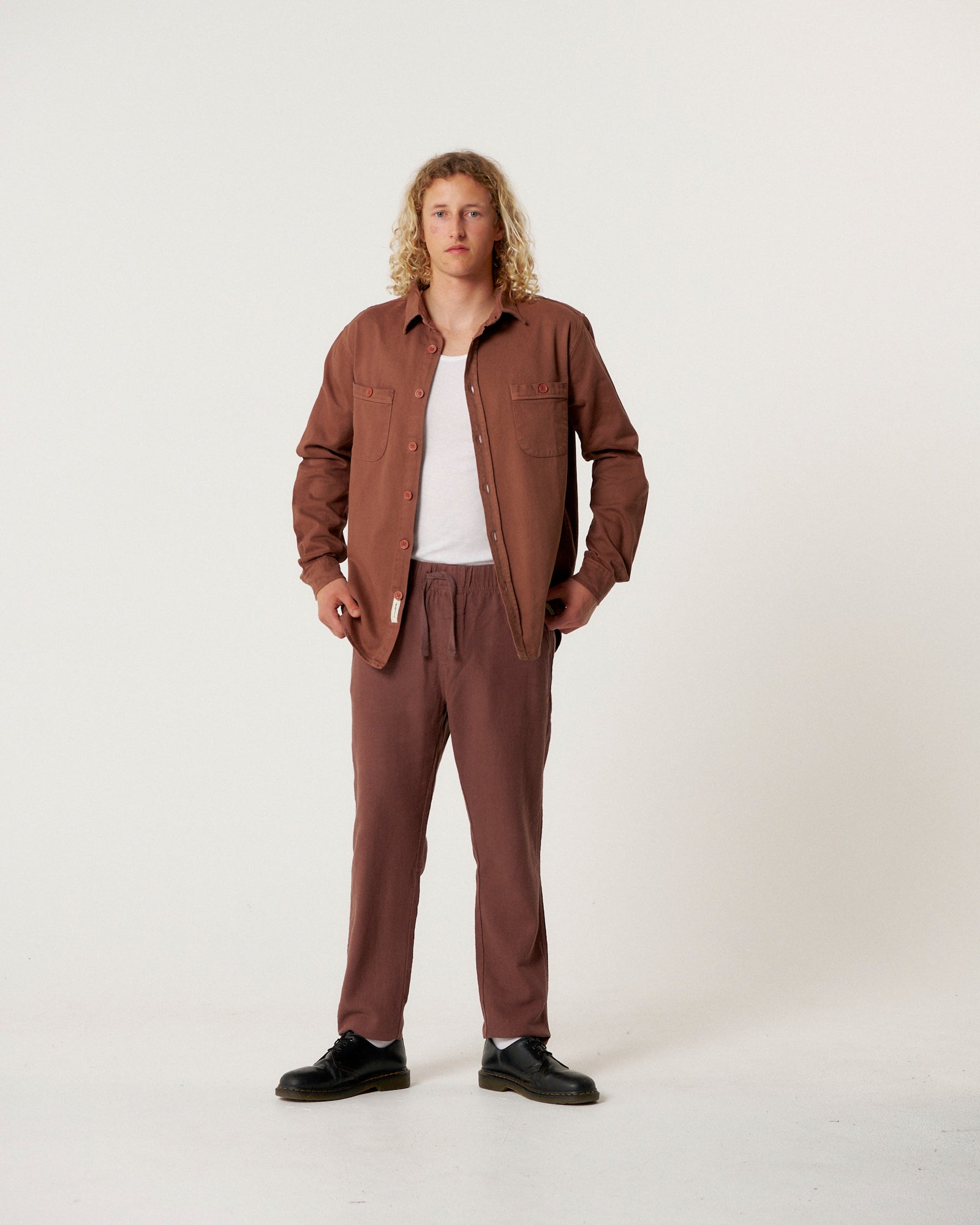 The Critical Slide Society Mens Lazy Boy Twill Shirt - Chestnut