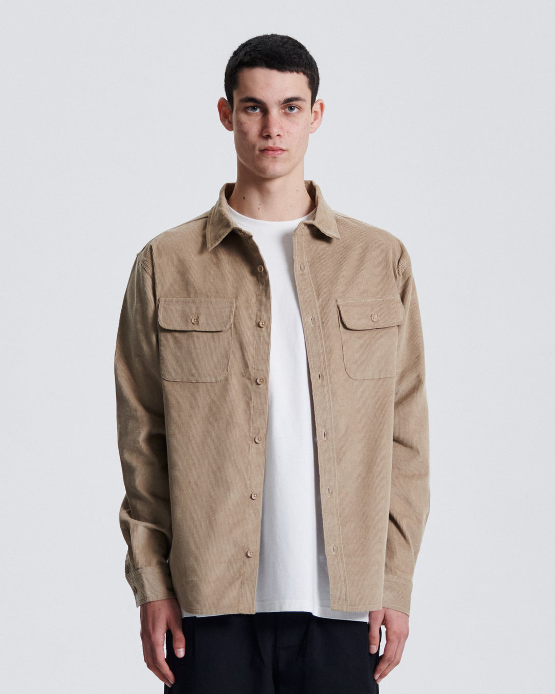 The Critical Slide Society Mens Lazy Boy Cord Shirt - Taupe