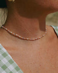 Pineapple Island Surya Golden Hour Beaded Necklace - Pink/White/Gold