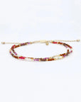 Pineapple Island Berkilau Warm Tone Beaded Anklet - Pink/Brown/Gold