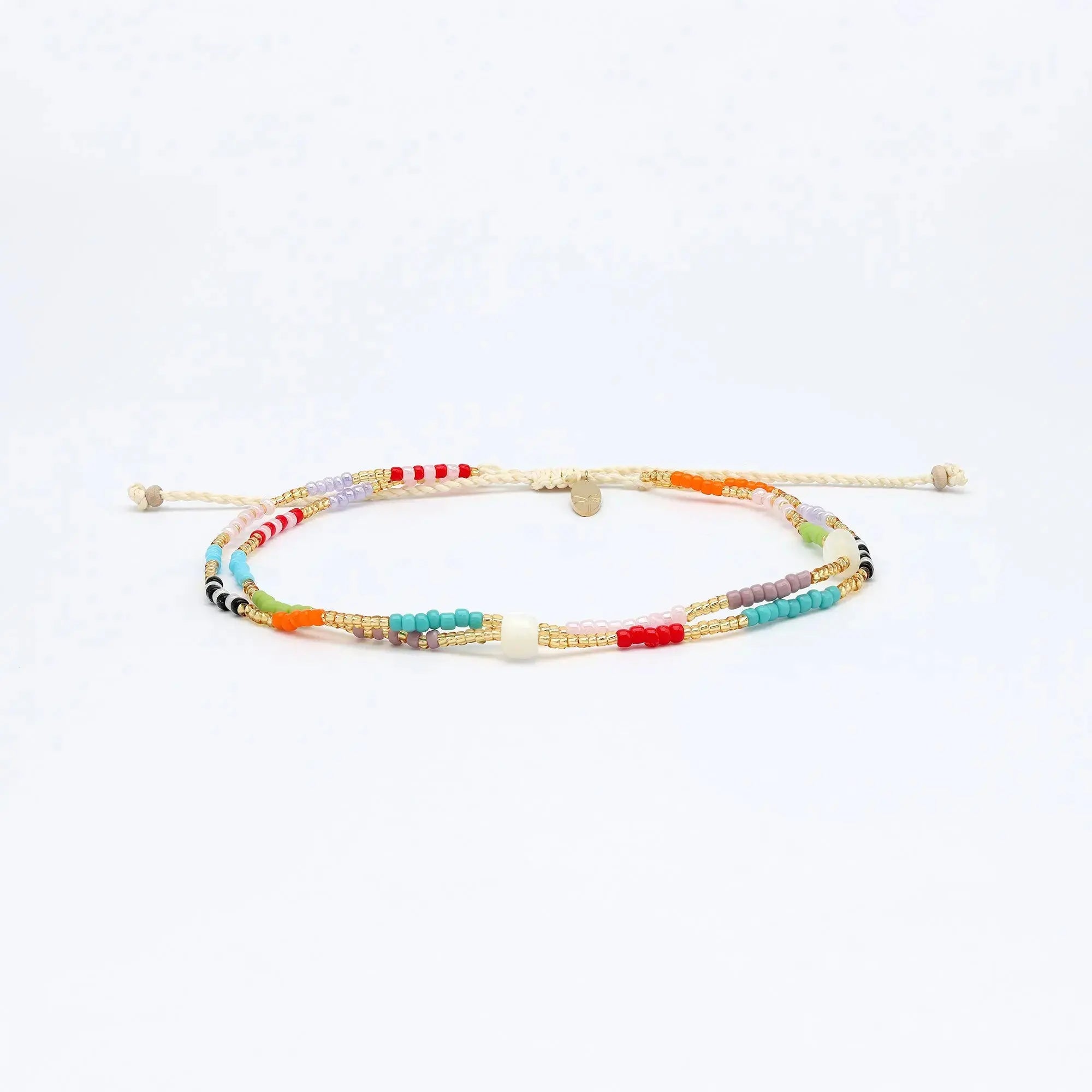 Pineapple Island Berpesta Colourful Golden Hour Beaded Anklet - Gold/Multi