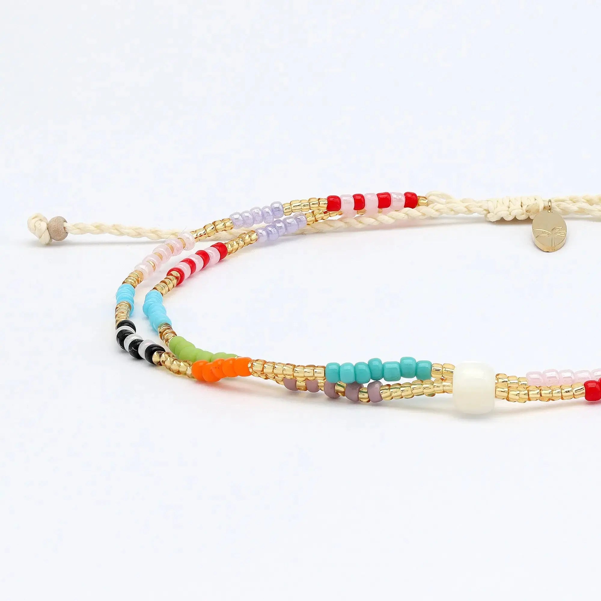 Pineapple Island Berpesta Colourful Golden Hour Beaded Anklet - Gold/Multi