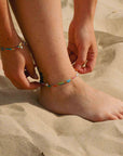 Pineapple Island Berpesta Colourful Golden Hour Beaded Anklet - Gold/Multi