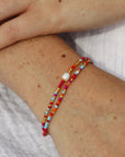 Pineapple Island Senja Pink Golden Hour Beaded Bracelet - Red/Pink