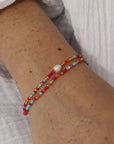 Pineapple Island Senja Pink Golden Hour Beaded Bracelet - Red/Pink