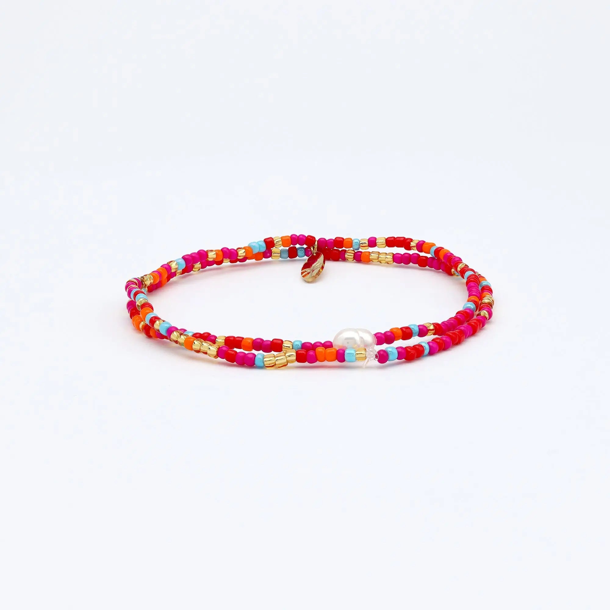 Pineapple Island Senja Pink Golden Hour Beaded Bracelet - Red/Pink